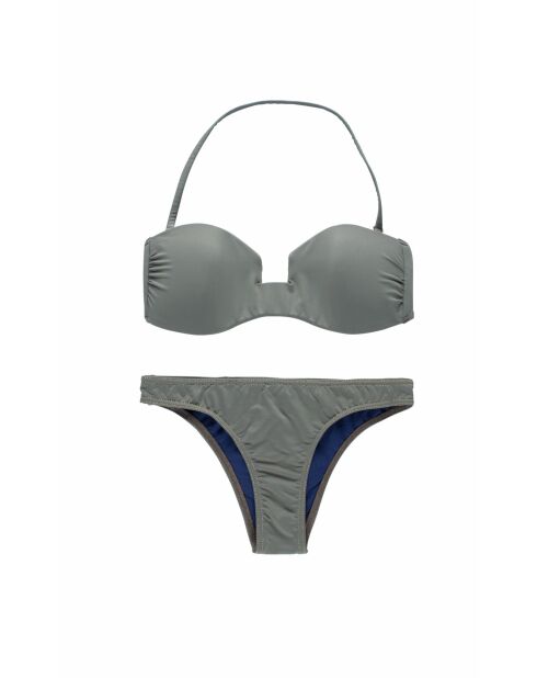 Costume da bagno a fascia in due pezzi kaki quadrado Promenade