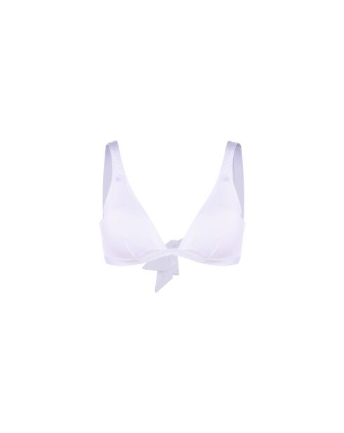 Top de bikini con forma de triángulo blanco felino