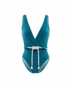 Maillot de bain une pièce croisé bleu canard
