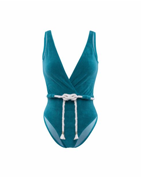 Maillot de bain une pièce croisé bleu canard