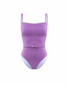 Maillot de bain une pièce bandeau ceinture a pression lilas