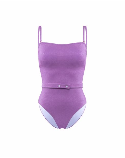 Maillot de bain une pièce bandeau ceinture a pression lilas