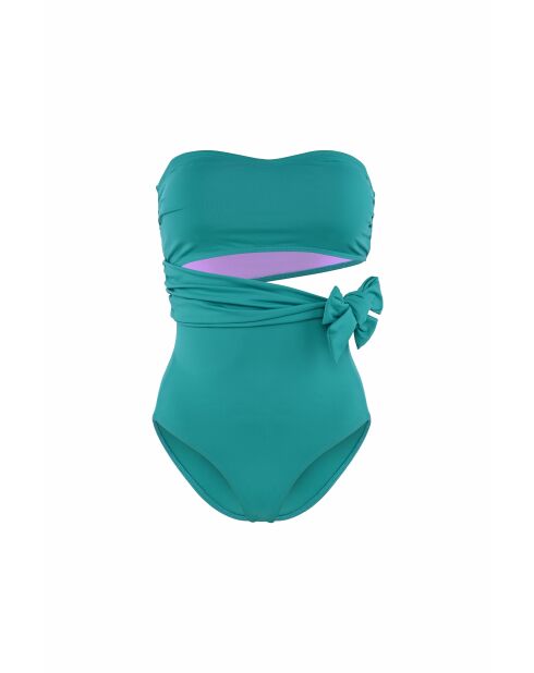Maillot de bain une pièce cache cache vert turquoise