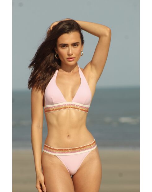 Braguitas de bikini blancas doradas