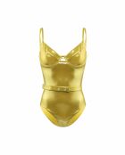 Traje de baño de una pieza con aros amarillo brillante