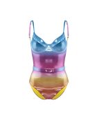 Costume da bagno intero con ferretto rosso tramonto/blu