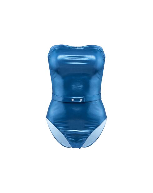 Costume da bagno intero con fascia blu mare Shine