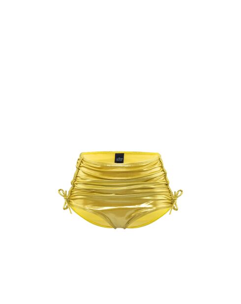Braguitas de cintura alta con pliegues de color amarillo brillante