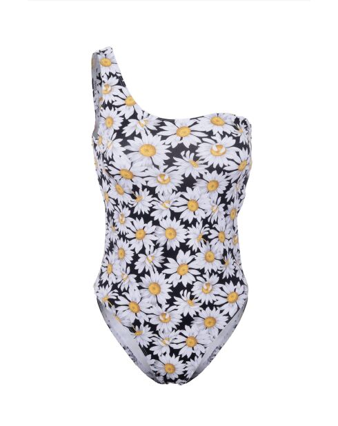 Traje de baño asimétrico multicolor Daisies de una sola pieza