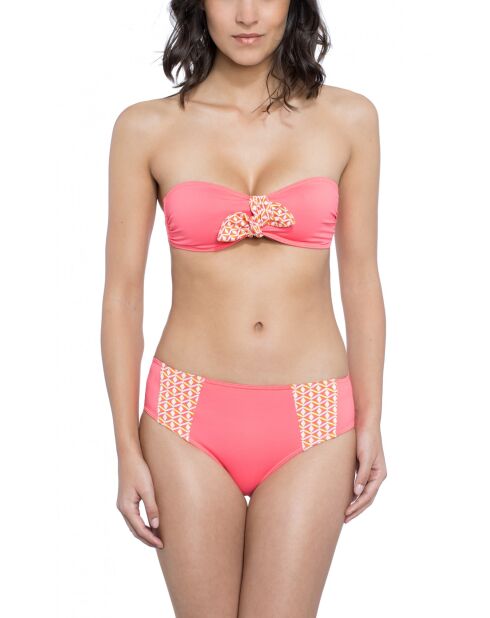 Costume da bagno in due pezzi con fascia posteriore in corallo buzios