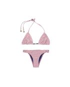 Costume da bagno a due pezzi con fascia intrecciata stampata in pizzo - Marsala navy