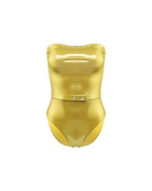 Costume da bagno intero con fascia gialla Shine