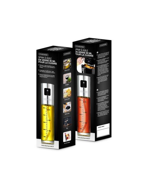 Oliespray van helder en zilverkleurig glas - 0,09 L