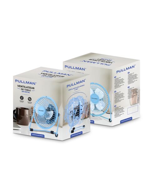 4-inch blauwe metalen tafelventilator