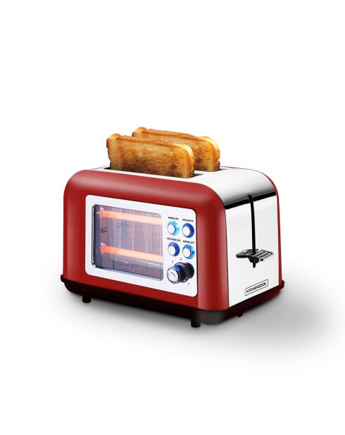 Grille pain double fente avec fenêtre rouge - 800 W