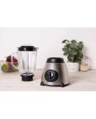 Roestvrijstalen blender met transparante en zwarte grinder - 500w