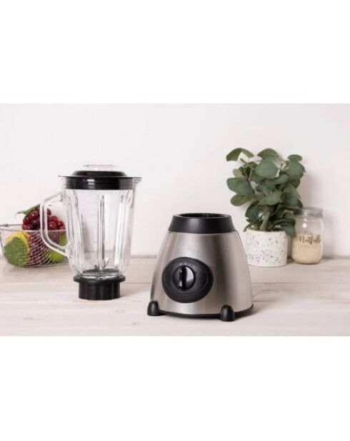 Roestvrijstalen blender met transparante en zwarte grinder - 500w