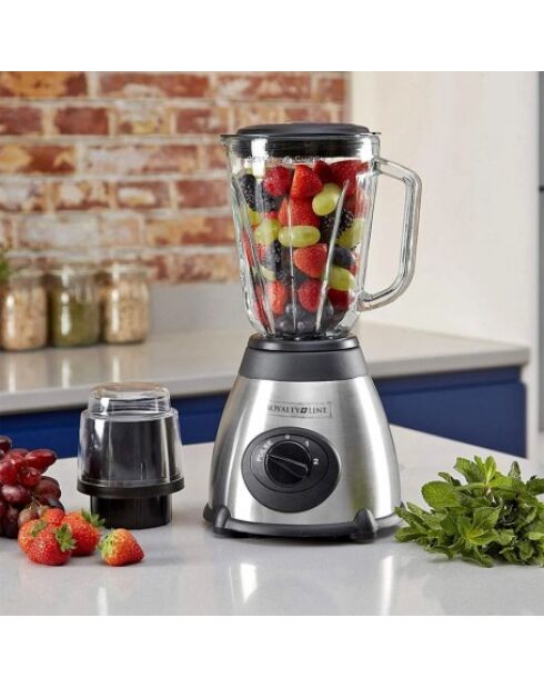 Roestvrijstalen blender met transparante en zwarte grinder - 500w