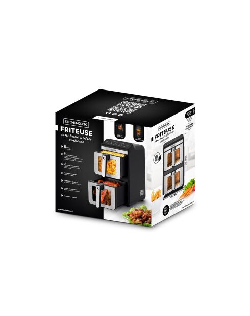 Friggitrice ad aria doppia verticale 7 programmi nera - 11L