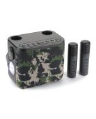 Enceinte Karaoké Portable Sans Fil avec 2 Micros vert militaire