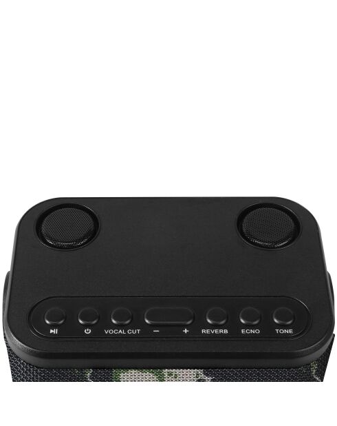 Enceinte Karaoké Portable Sans Fil avec 2 Micros vert militaire