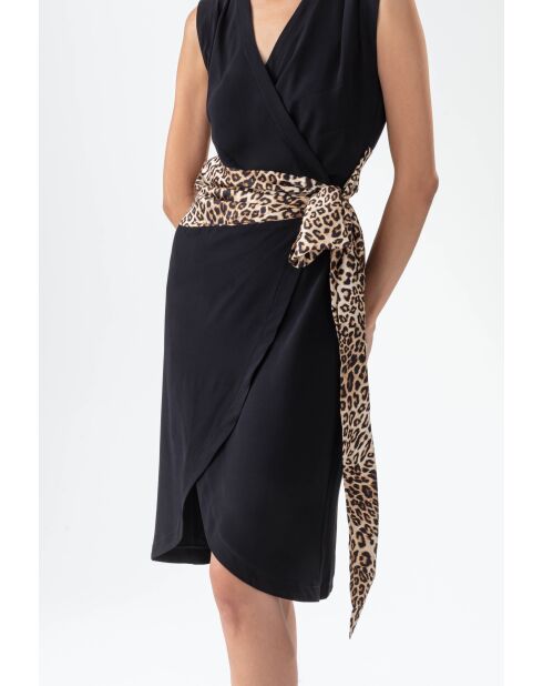 Guepard-Kleid mit Leopardenmuster in Schwarz