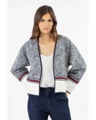 Casey blaue gesteppte Jacquard-Baumwolljacke