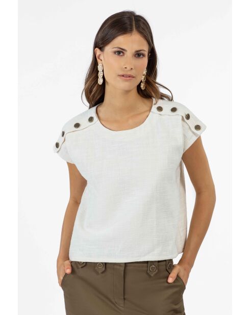 Top Reese in cotone ecru grezzo