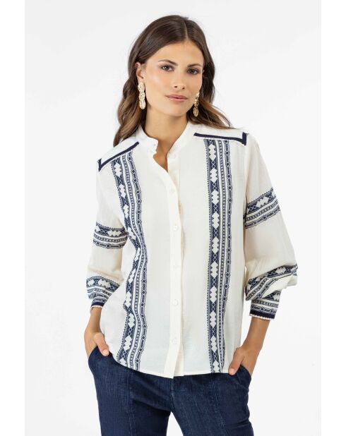Blusa Coleen in cotone con ricamo azteco