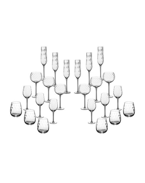 Set completo in vetro trasparente Sten - 24 pezzi
