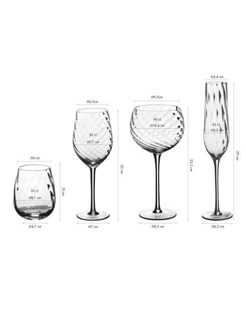 Set completo in vetro trasparente Sten - 24 pezzi