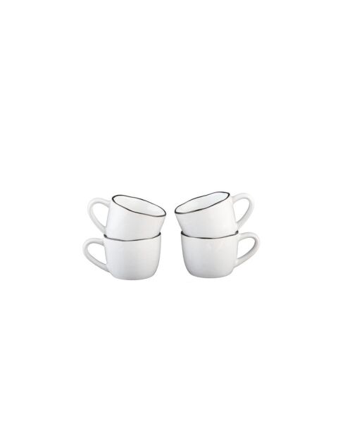 4 Tasses en Grès Napoli blanc neige - 12 cL