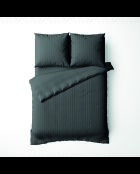 Set copripiumino + federa (e) quadrata in cotone satinato con striscia intrecciata Dobby - Gray 03