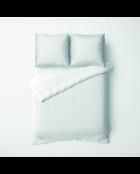 Parure housse de couette + taie(s) carrée(s) satin de coton rayure tissé dobby -  Blanc 01