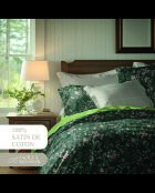 Parure housse de couette + taie(s) carrée(s) satin de coton - Serment fleuri Vert
