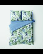 Juego de funda nórdica y fundas de almohada cuadradas de satén de algodón - Jardin du Paradis Blanc