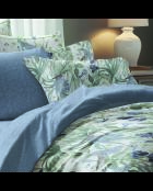 Juego de funda nórdica y fundas de almohada cuadradas de satén de algodón - Jardin du Paradis Blanc