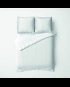 Parure housse de couette + taie(s) carrée(s) satin de coton rayure tissé dobby -  Blanc 01