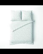 Parure housse de couette + taie(s) carrée(s) satin de coton tissé Jacquard - Brume florale Blanc