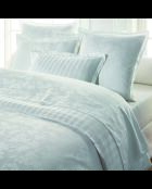 Parure housse de couette + taie(s) carrée(s) satin de coton tissé Jacquard - Brume florale Blanc