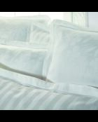 Parure housse de couette + taie(s) carrée(s) satin de coton tissé Jacquard - Brume florale Blanc