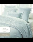 Parure housse de couette + taie(s) carrée(s) satin de coton tissé Jacquard - Brume florale Blanc