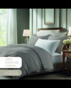 Bettbezug-Sets mit quadratischen Kissenbezügen aus Baumwollsatin mit gewebtem Dobby-Streifen — Taupe 01