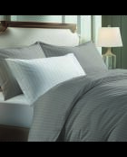 Parure housse de couette + taie(s) carrée(s) satin de coton rayure tissé dobby -  Taupe 01
