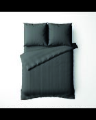Set copripiumino + federa (e) quadrata in cotone satinato con striscia intrecciata Dobby - Gray 03