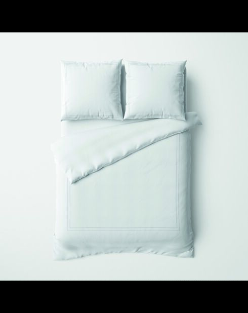 Juego de funda nórdica y funda (s) de almohada cuadrada (s) de satén de algodón - Cannes blanc