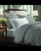 Parure drap plat + drap-housse + taies rectangles satin de coton rayure tissé dobby -  Taupe 01
