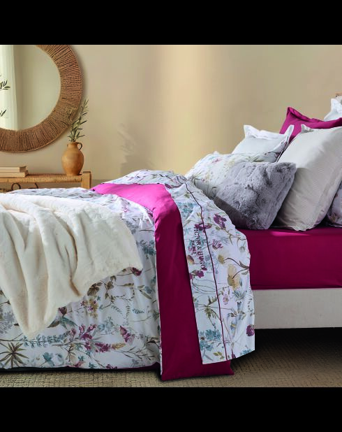 Set copripiumino + federa (e) quadrata in cotone satinato - Melodic Wing White