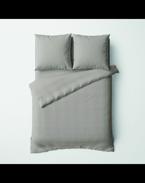 Bettbezug-Set mit quadratischen Kissenbezügen aus Baumwollsatin - Cannes taupe