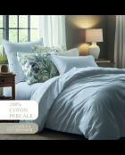 Parure housse de couette + taie(s) carrée(s) coton percale - Aix-Marseille Bleu clair